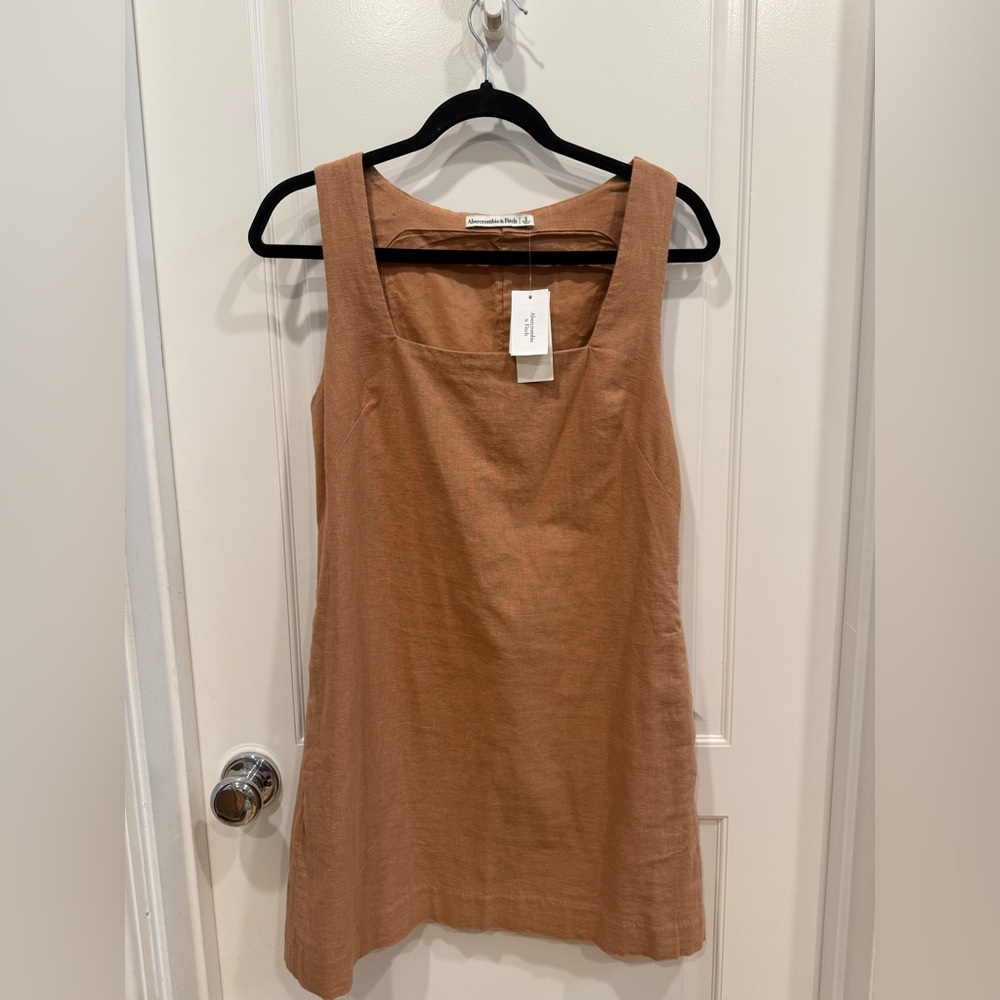 Abercrombie & Fitch Linen Blend Shift Dress size Small New with Tags Brown/Tan